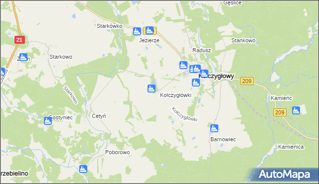 mapa Kołczygłówki, Kołczygłówki na mapie Targeo