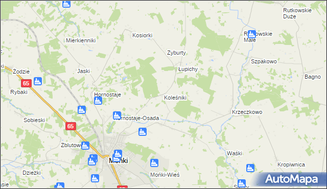 mapa Koleśniki gmina Mońki, Koleśniki gmina Mońki na mapie Targeo