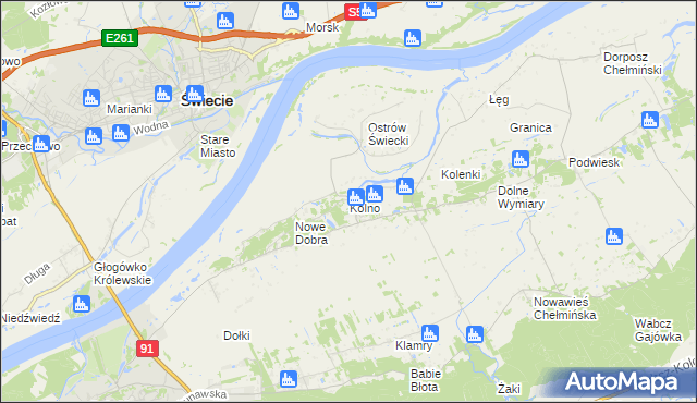 mapa Kolno gmina Chełmno, Kolno gmina Chełmno na mapie Targeo