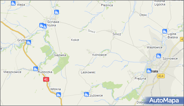 mapa Kolnowice, Kolnowice na mapie Targeo