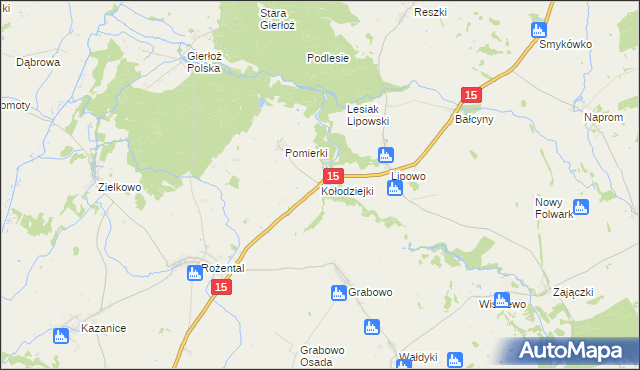 mapa Kołodziejki, Kołodziejki na mapie Targeo