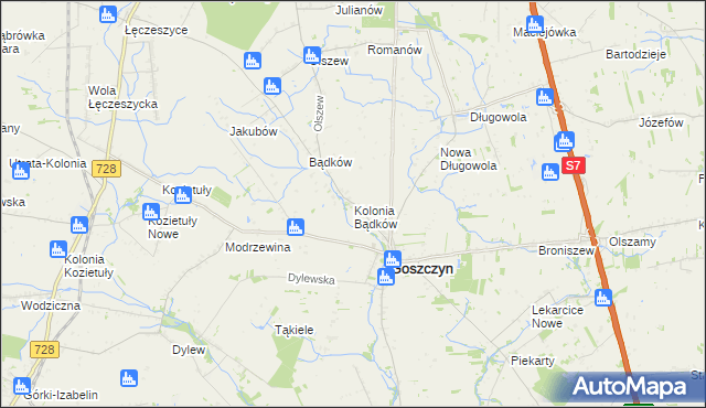 mapa Kolonia Bądków, Kolonia Bądków na mapie Targeo