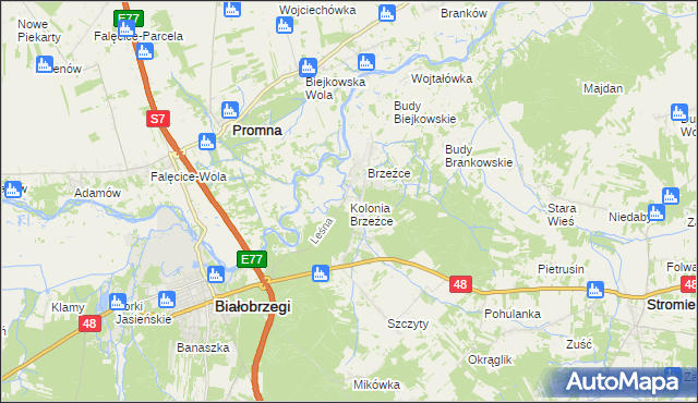 mapa Kolonia Brzeźce, Kolonia Brzeźce na mapie Targeo