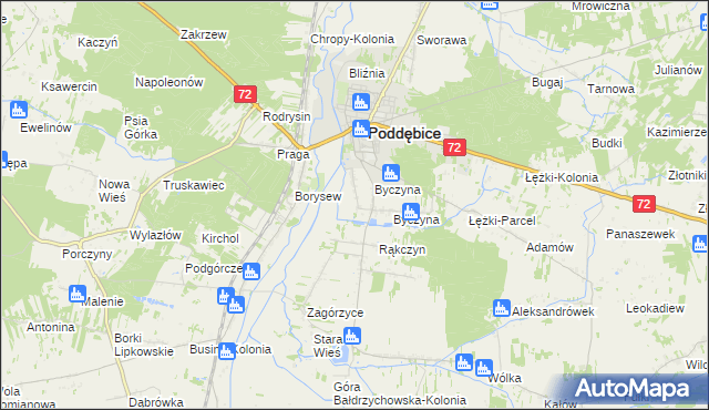 mapa Kolonia Byczyna, Kolonia Byczyna na mapie Targeo