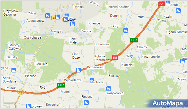 mapa Kolonia Dobrosław, Kolonia Dobrosław na mapie Targeo