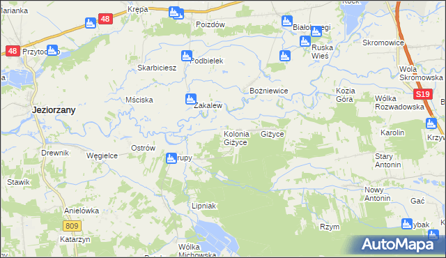 mapa Kolonia Giżyce, Kolonia Giżyce na mapie Targeo