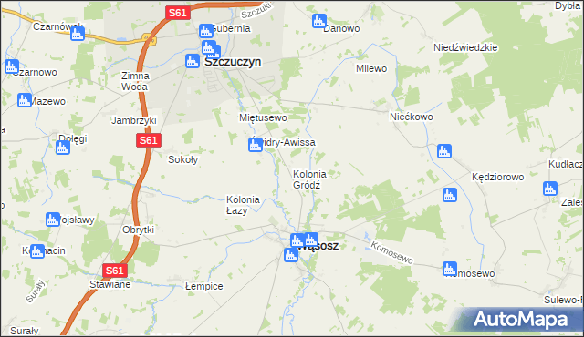 mapa Kolonia Gródź, Kolonia Gródź na mapie Targeo