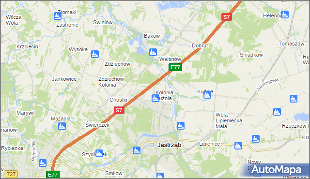 mapa Kolonia Kuźnia, Kolonia Kuźnia na mapie Targeo