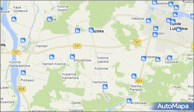 mapa Kolonia Łaziska gmina Łaziska, Kolonia Łaziska gmina Łaziska na mapie Targeo