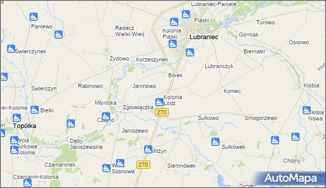 mapa Kolonia Łódź, Kolonia Łódź na mapie Targeo