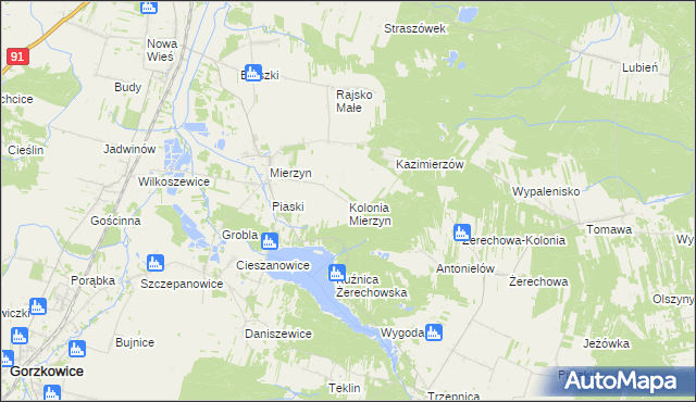 mapa Kolonia Mierzyn, Kolonia Mierzyn na mapie Targeo