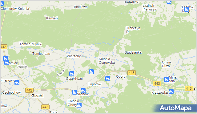 mapa Kolonia Ostrowska, Kolonia Ostrowska na mapie Targeo