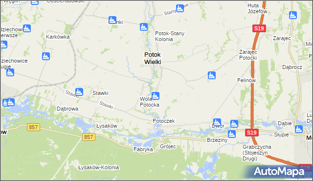 mapa Kolonia Potok Wielki, Kolonia Potok Wielki na mapie Targeo