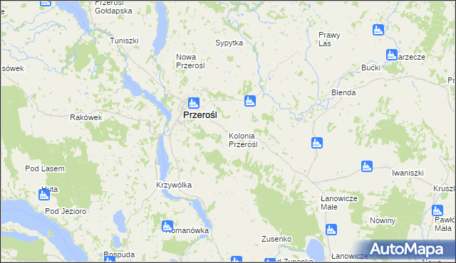 mapa Kolonia Przerośl, Kolonia Przerośl na mapie Targeo