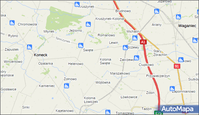 mapa Kolonia Święte, Kolonia Święte na mapie Targeo