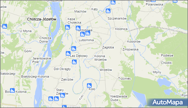 mapa Kolonia Wrzelów, Kolonia Wrzelów na mapie Targeo