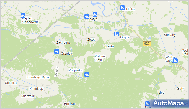 mapa Kolonia Złotki, Kolonia Złotki na mapie Targeo