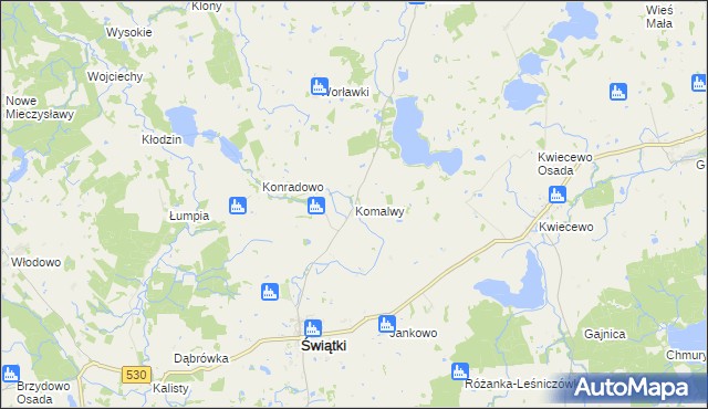 mapa Komalwy, Komalwy na mapie Targeo