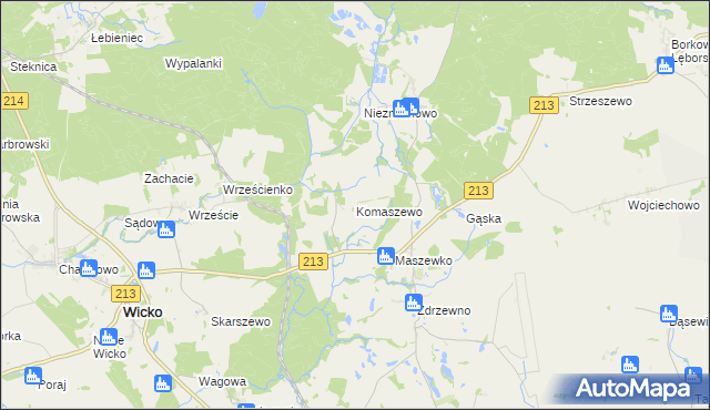 mapa Komaszewo, Komaszewo na mapie Targeo