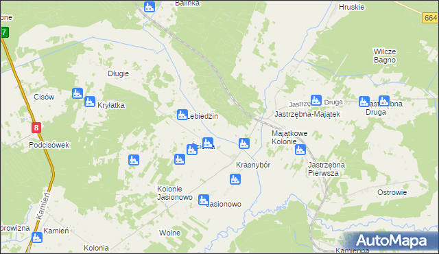 mapa Komaszówka gmina Sztabin, Komaszówka gmina Sztabin na mapie Targeo