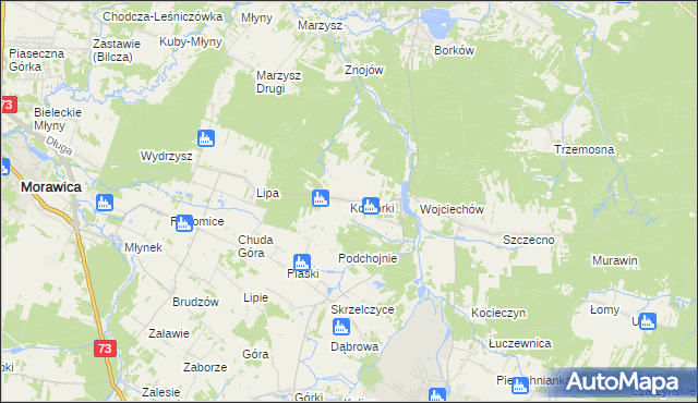 mapa Komórki, Komórki na mapie Targeo