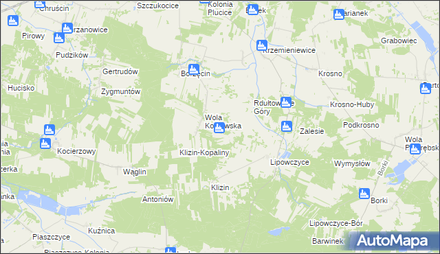 mapa Komorniki gmina Gorzkowice, Komorniki gmina Gorzkowice na mapie Targeo