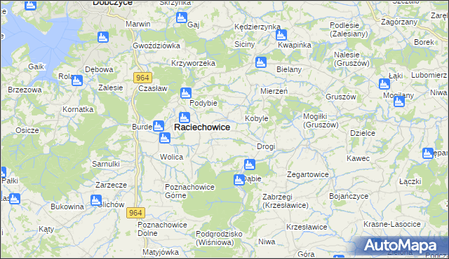 mapa Komorniki gmina Raciechowice, Komorniki gmina Raciechowice na mapie Targeo