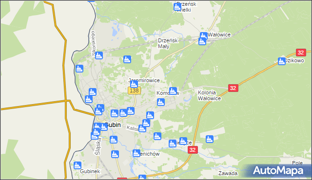 mapa Komorów gmina Gubin, Komorów gmina Gubin na mapie Targeo