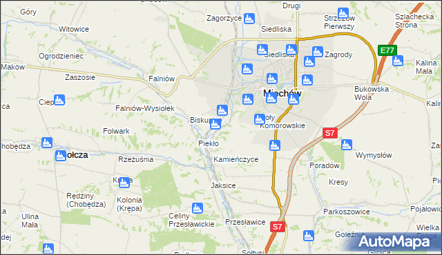 mapa Komorów gmina Miechów, Komorów gmina Miechów na mapie Targeo