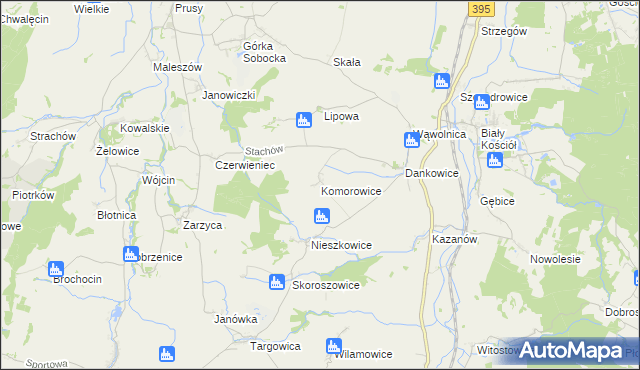 mapa Komorowice gmina Kondratowice, Komorowice gmina Kondratowice na mapie Targeo