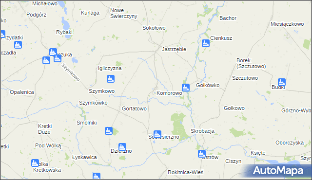 mapa Komorowo gmina Bartniczka, Komorowo gmina Bartniczka na mapie Targeo