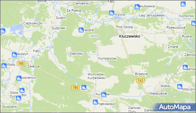 mapa Komparzów, Komparzów na mapie Targeo