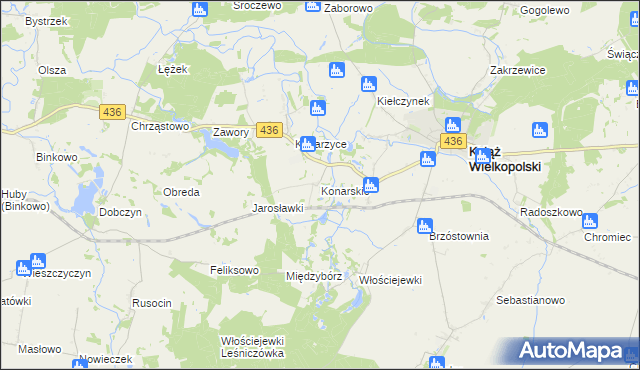 mapa Konarskie gmina Książ Wielkopolski, Konarskie gmina Książ Wielkopolski na mapie Targeo