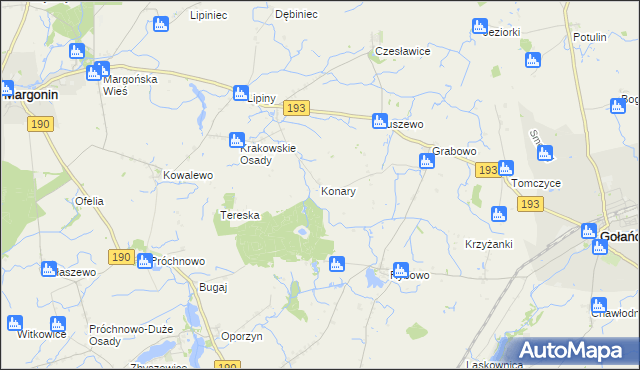 mapa Konary gmina Gołańcz, Konary gmina Gołańcz na mapie Targeo