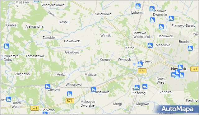 mapa Konary gmina Nasielsk, Konary gmina Nasielsk na mapie Targeo