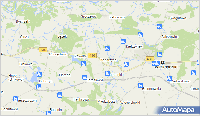 mapa Konarzyce gmina Książ Wielkopolski, Konarzyce gmina Książ Wielkopolski na mapie Targeo