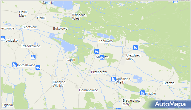 mapa Koniowo gmina Trzebnica, Koniowo gmina Trzebnica na mapie Targeo