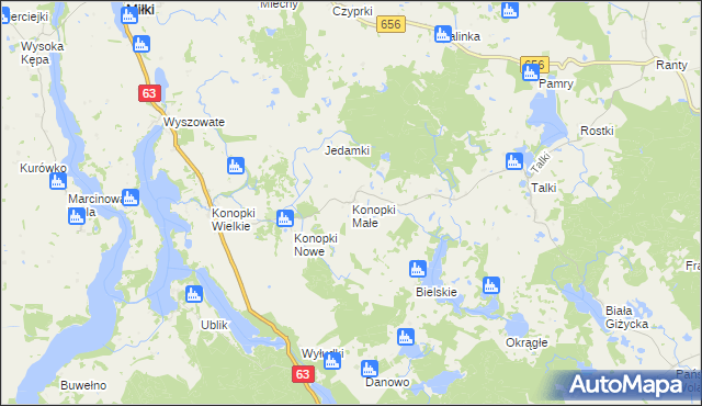 mapa Konopki Małe, Konopki Małe na mapie Targeo