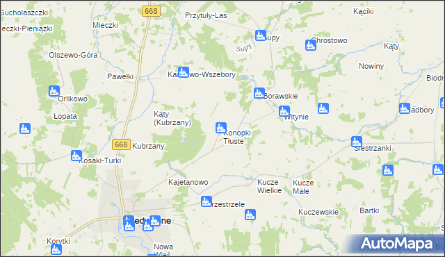 mapa Konopki Tłuste, Konopki Tłuste na mapie Targeo