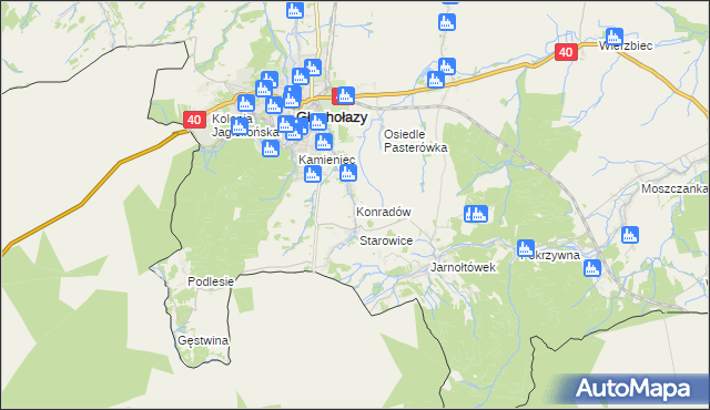 mapa Konradów gmina Głuchołazy, Konradów gmina Głuchołazy na mapie Targeo