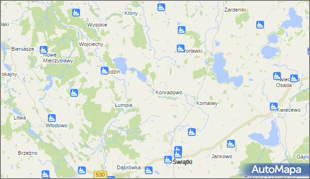 mapa Konradowo gmina Świątki, Konradowo gmina Świątki na mapie Targeo