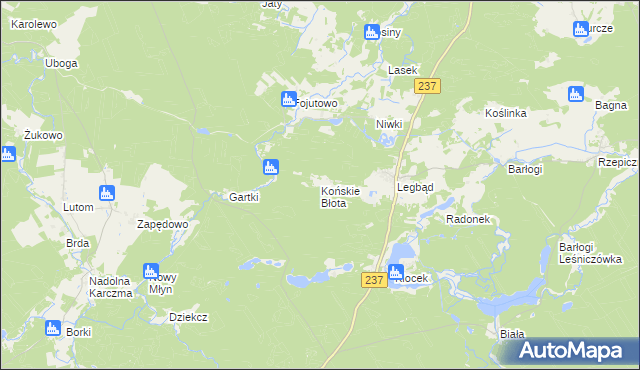 mapa Końskie Błota, Końskie Błota na mapie Targeo