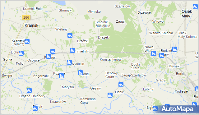 mapa Konstantynów gmina Kramsk, Konstantynów gmina Kramsk na mapie Targeo