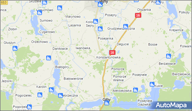 mapa Konstantynówka gmina Giby, Konstantynówka gmina Giby na mapie Targeo