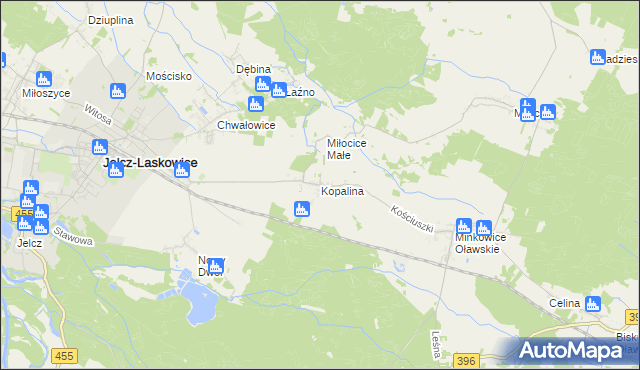 mapa Kopalina gmina Jelcz-Laskowice, Kopalina gmina Jelcz-Laskowice na mapie Targeo