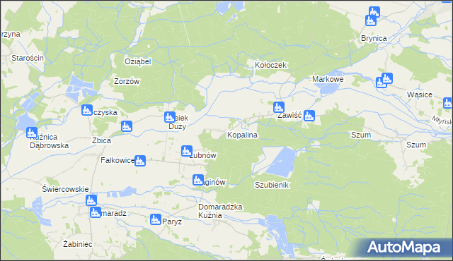 mapa Kopalina gmina Pokój, Kopalina gmina Pokój na mapie Targeo