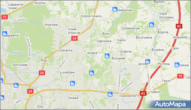 mapa Kopanka gmina Nowosolna, Kopanka gmina Nowosolna na mapie Targeo