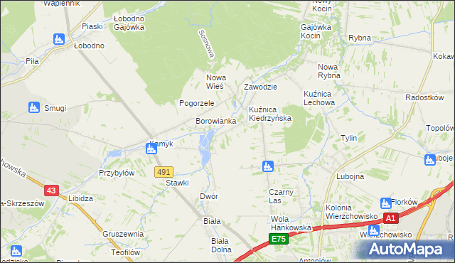 mapa Kopiec gmina Kłobuck, Kopiec gmina Kłobuck na mapie Targeo