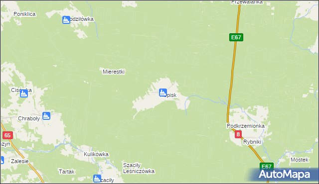 mapa Kopisk, Kopisk na mapie Targeo