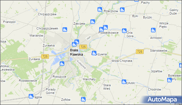 mapa Koprzywna, Koprzywna na mapie Targeo